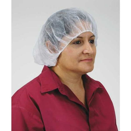 Pleated Bouffant Cap, Polypropylene, Latex-Free, 21 in, Universal Fit, White, PK100