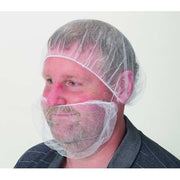 Beard Net Cover, Polyester, White, Size Universal, 100 Per Bag