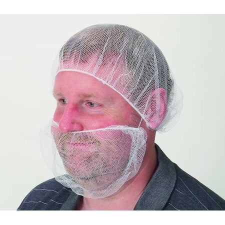 Beard Net Cover, Polyester, White, Size Universal, 100 Per Bag