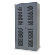 Shelving Storage Cabinet, 84 in H, 36 in W, 18 in D, Swing, Keyed, Gray, 4 Shelves, 0 Drawers