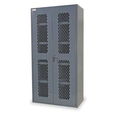 Shelving Storage Cabinet, 84 in H, 36 in W, 18 in D, Swing, Keyed, Gray, 4 Shelves, 0 Drawers