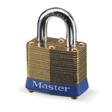 Padlock, Keyed Different, Standard Shackle, Rectangular Brass Body, Steel Shackle, 5/8 in W