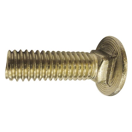 Carriage Bolt, Round Head, Square Neck, 18-8 Stainless Steel, 3/8"-16, 2 1/2 in L, Plain, 10 PK