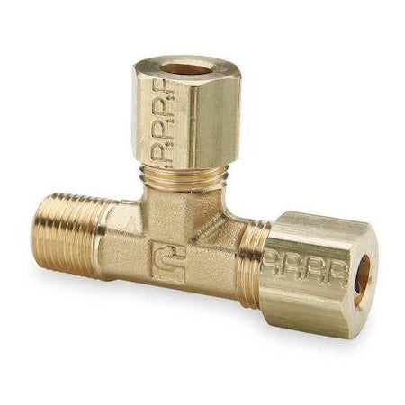 1/4" Compression x 1/8" MNPT Brass Run Tee 10PK
