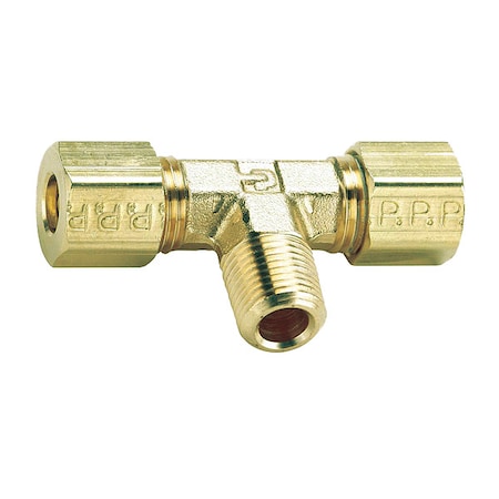1/4" Compression x 1/8" MNPT Brass Branch Tee 10PK