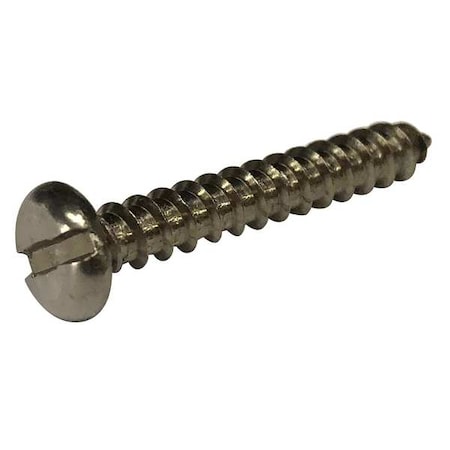 Sheet Metal Screw, #8 x 1 in, Plain 18-8 Stainless Steel Pan Head Slotted Drive, 100 PK