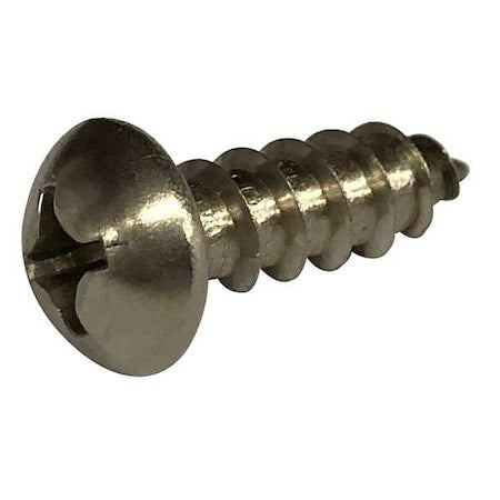 Sheet Metal Screw, #10 x 1 in, Plain 18-8 Stainless Steel Round Head Phillips Drive, 100 PK