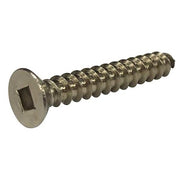 Sheet Metal Screw, #10 x 3/4 in, Plain 18-8 Stainless Steel Flat Head Square Drive, 100 PK
