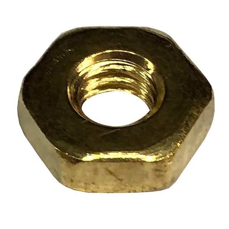 Hex Nut, #8-32, Brass, Not Graded, Plain, 1/8 in Ht, 25000 PK