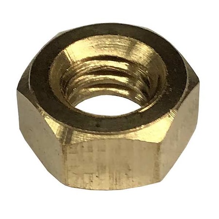 Hex Nut, 1/4"-20, Brass, Not Graded, Plain, 7/32 in Ht, 100 PK