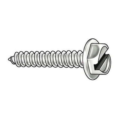 Sheet Metal Screw, #8 x 3/4 in, Plain 18-8 Stainless Steel Flange Hex Head Slotted Drive, 100 PK