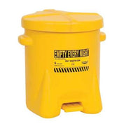 Oily Waste Can, 6 gal, Yellow, Polyethylene, 16 in Height, Foot Operated Self-Closing