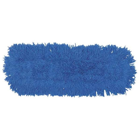 36 in L Flat Dust Mop, Slide On Connection, Looped-End, Blue, Synthetic