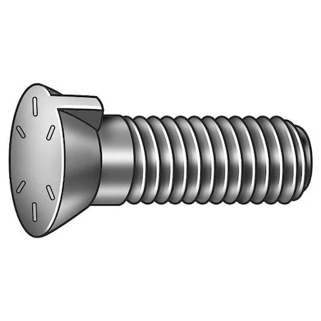 Bucket Tooth Plow Bolt, 1"-8 Thrd Sz, 6 in L, Flat Head, Alloy Steel, Plain, 30 PK