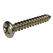 Sheet Metal Screw, #8 x 1 in, Plain 18-8 Stainless Steel Oval Head Phillips Drive, 8000 PK