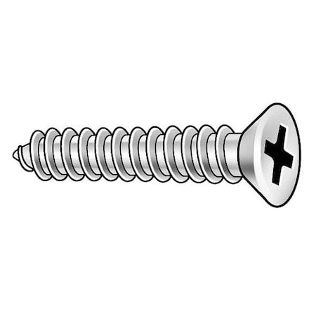 Sheet Metal Screw, #12 x 3-1/2 in, Plain 18-8 Stainless Steel Flat Head Phillips Drive, 25 PK