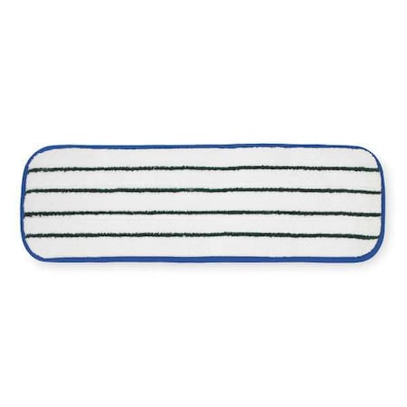 18 in L Flat Mop Pad, Hook-and-Loop Connection, Cut-End, Blue, Microfiber, PK10