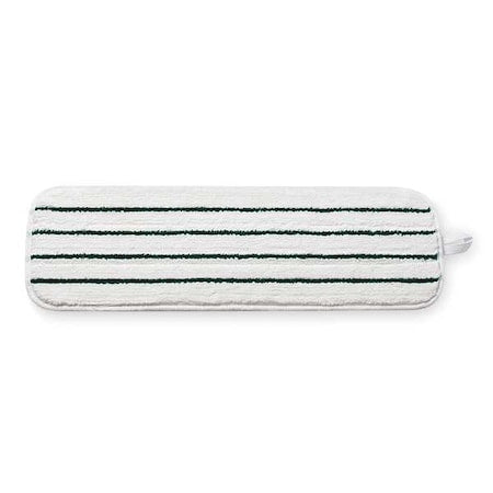24 in L Flat Mop Pad, Hook-and-Loop Connection, Cut-End, White, Microfiber, PK10