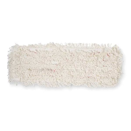 18 in L Flat Mop Pad, 6 oz Dry Wt, Hook-and-Loop Connection, Looped-End, White, Microfiber, PK10