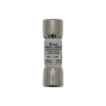 UL Class Fuse, G Class, Time-Delay, 10A, 600V AC, Non-Indicating