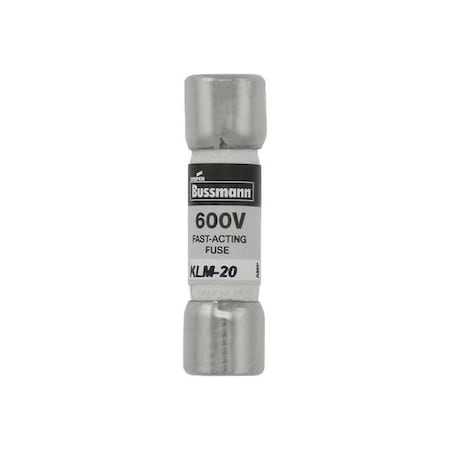 Midget Fuse, Fast-Acting, 20A, 600V AC, Non-Indicating, 100kA at 600V AC, 50kA at 600V DC
