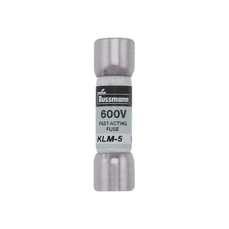 Midget Fuse, Fast-Acting, 5A, 600V AC, Non-Indicating, 100kA at 600V AC, 50kA at 600V DC