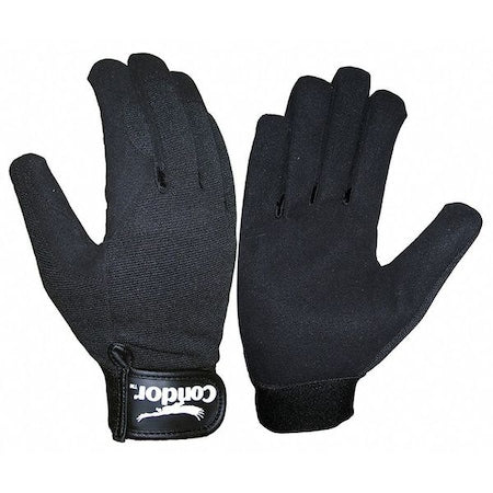 Mechanics Gloves, Synthetic Leather Palm, S, Black
