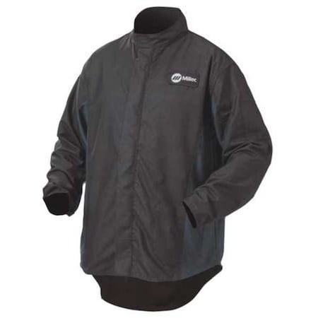 Welding Jacket, WeldX(TM), 7 oz, 30 in Length, Zipper Closure, 1 Pockets, Black, XL
