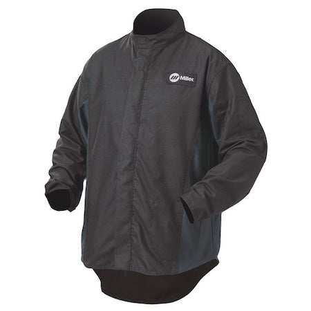 Welding Jacket, WeldX(TM), 7 oz, 30 in Length, Zipper Closure, 1 Pockets, Black, 2XL