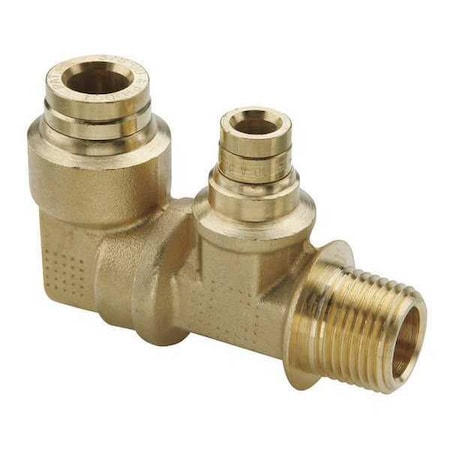 Push-Fit Elbow Fitting, 3/8 in x 1/4 in Tube Size, Brass, Gold