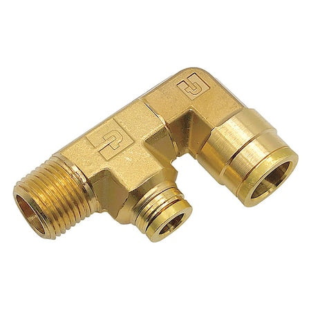 Push-Fit Elbow Fitting, 5/8 in x 3/8 in Tube Size, Brass, Gold