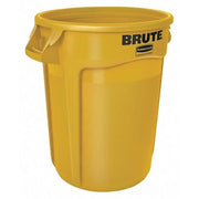 BRUTE 32 gal Round Heavy Duty Plastic Can, Yellow, None, Plastic, Not Applicable