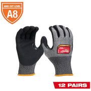 Cut Protection Dipped Gloves, Cut Level A8 ,Dipped ,Nitrile ,Sandy Nitrile ,L 12 PK