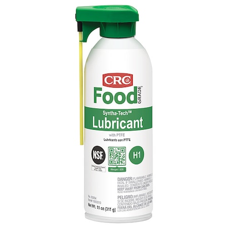 Syntha-Tech Multipurpose Lubricant, H1 Food Grade, PTFE, 11 oz Aerosol Can, White