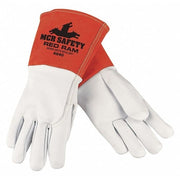 Red Ram Welding Gloves, Gauntlet Cuff, Straight Thumb, Premium Goatskin, XL, 12 PK