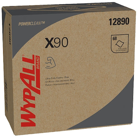 WypAll Power Clean X90 Ultra Duty Cloths (12890), Wipes POP-UP BOX, Blue Denim, 5 Boxes /Case, PK5