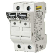 Finger Safe Fuse Block, CC UL Class, 600V AC/DC Volt Rating, 2 Poles, Box Lug; Clamp