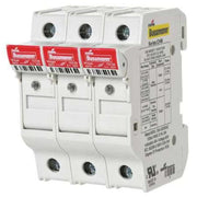 Fuse Holder, 0 to 30A Amp Range, 600V AC/DC Volt Rating, 3 Poles, Clamp/Spade Lug
