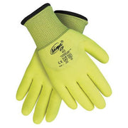 Coated Gloves, Acrylic Terry/Nylon Lining, High-Visibility Yellow, L ( 9 )