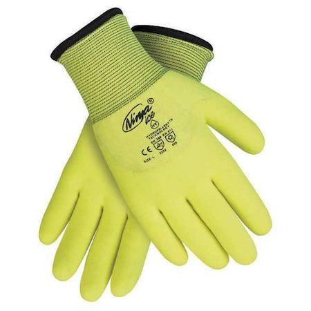 Coated Gloves, Acrylic Terry/Nylon Lining, High-Visibility Yellow, 2XL ( 11 )