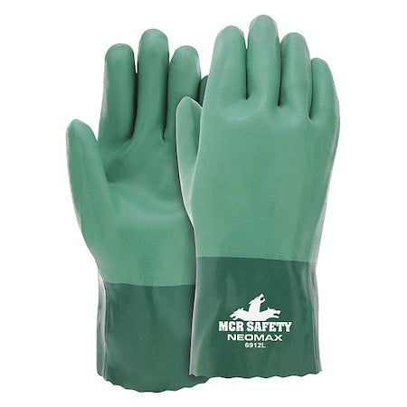 NeoMax Chemical Resistant Gloves, Neoprene, 12 in L, Not Rated, Green, XL, 1 PR