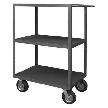 Flat Shelf Utility Cart, 14 ga. Steel/Vinyl (Matting), 1200 lb Load Capacity, 3 Shelves, 54-1/4" L