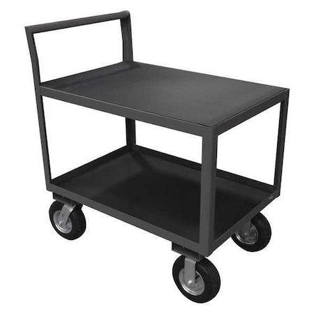 Flat Shelf Utility Cart, 14 ga. Steel/Vinyl (Matting), 1200 lb Load Capacity, 2 Shelves, 39" L