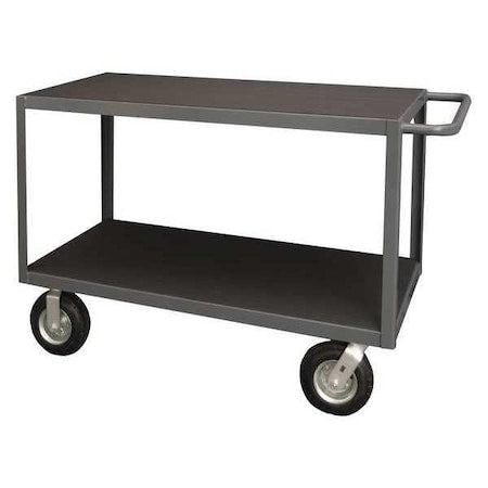 Flat Shelf Utility Cart, 14 ga. Steel/Vinyl (Matting), 1200 lb Load Capacity, 2 Shelves, 42-1/4" L