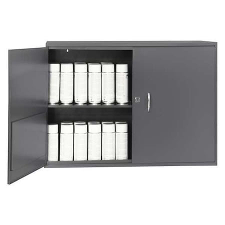 Wall Mount Storage Cabinet, 23-7/8 in H, 33-3/4 in W, Gray