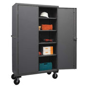 Solid Door Mobile Janitorial Cabinet, Gray