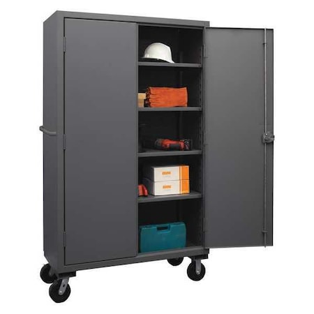 Solid Door Mobile Janitorial Cabinet, Gray