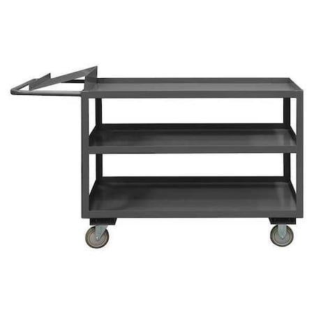 Flat Shelf Utility Cart, 14 ga. Steel, 1200 lb Load Capacity, 3 Shelves, 75-1/4" L, 30-1/4" W