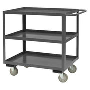 Flat Shelf Utility Cart, 14 ga. Steel, 1200 lb Load Capacity, 3 Shelves, 66-1/4" L, 30-1/4" W