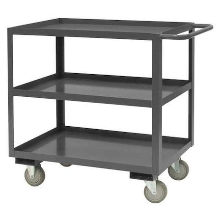 Flat Shelf Utility Cart, 14 ga. Steel, 1200 lb Load Capacity, 3 Shelves, 66-1/4" L, 30-1/4" W